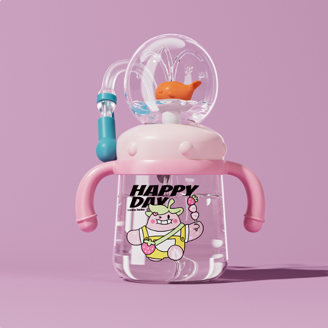 Children's Whale Cartoon Diving Fountain Water Bottle - Tritan Leakproof Sippy Cup (Various Sizes & Colors) - My Store