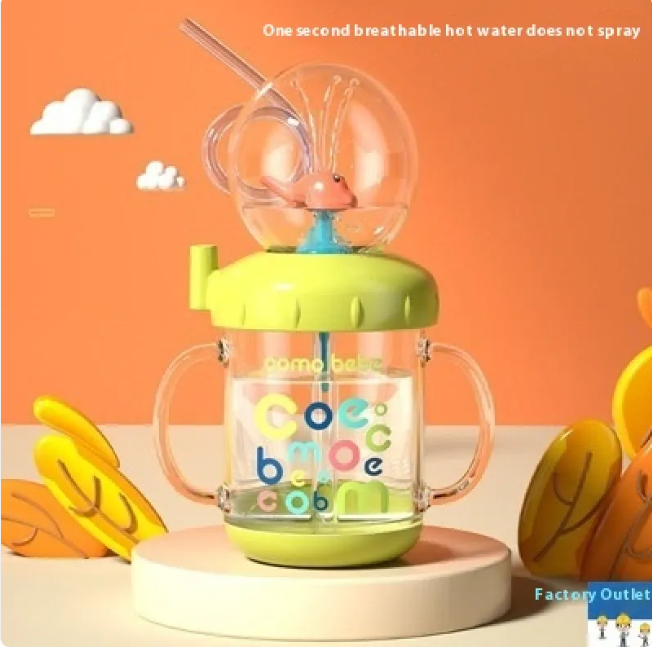 Children's Whale Cartoon Diving Fountain Water Bottle - Tritan Leakproof Sippy Cup (Various Sizes & Colors) - My Store