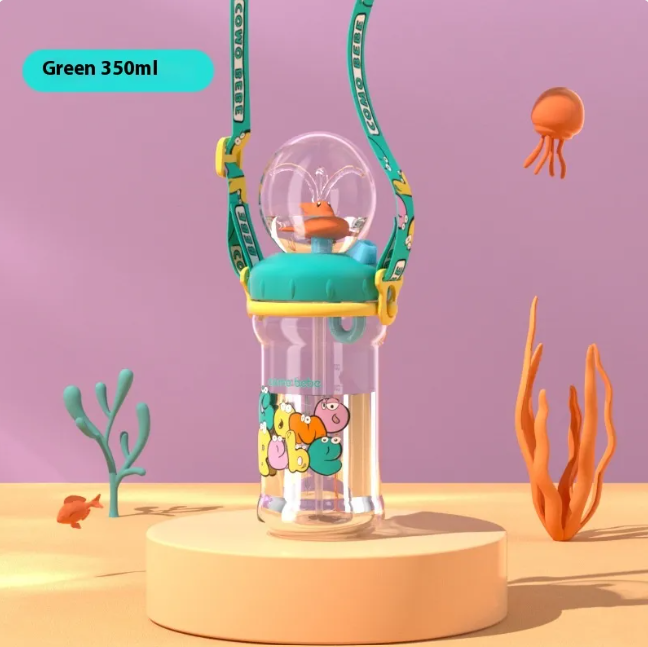 Children's Whale Cartoon Diving Fountain Water Bottle - Tritan Leakproof Sippy Cup (Various Sizes & Colors) - My Store