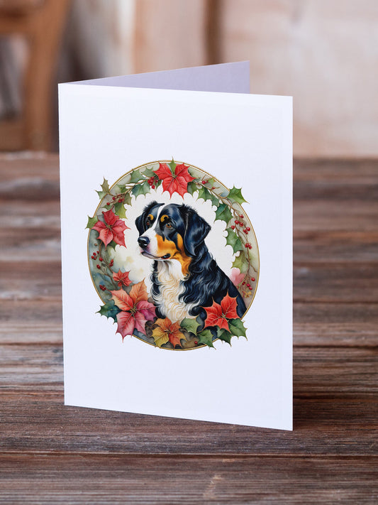 Appenzeller Sennenhund Christmas Flowers Greeting Cards Pack of 8 - My Store